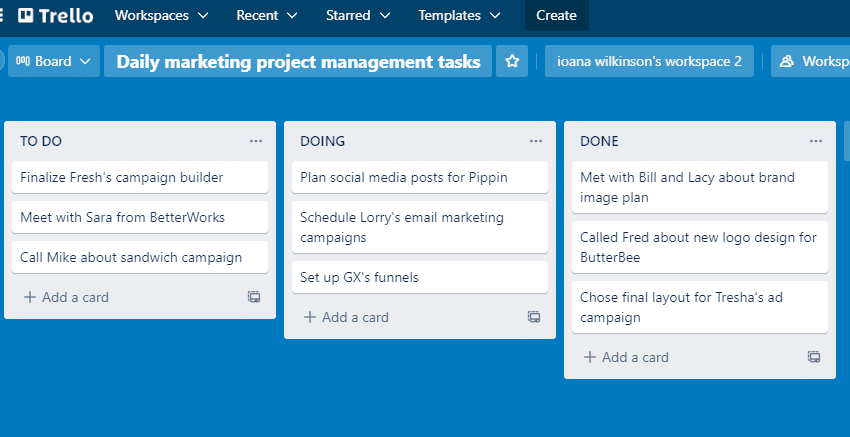 trello screenshot