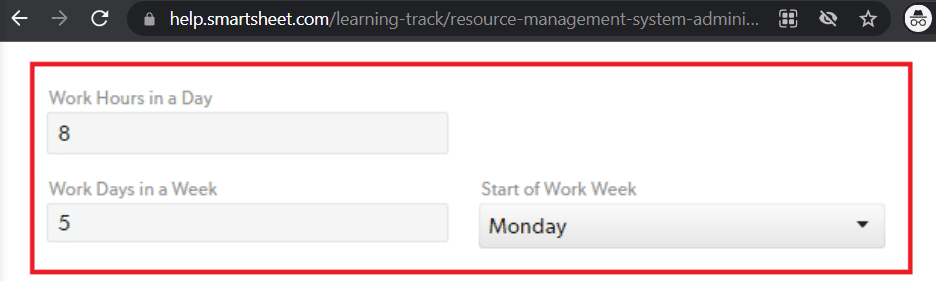 smartsheet Adjusting your workweek