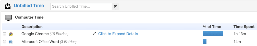 unbilled time chrometa