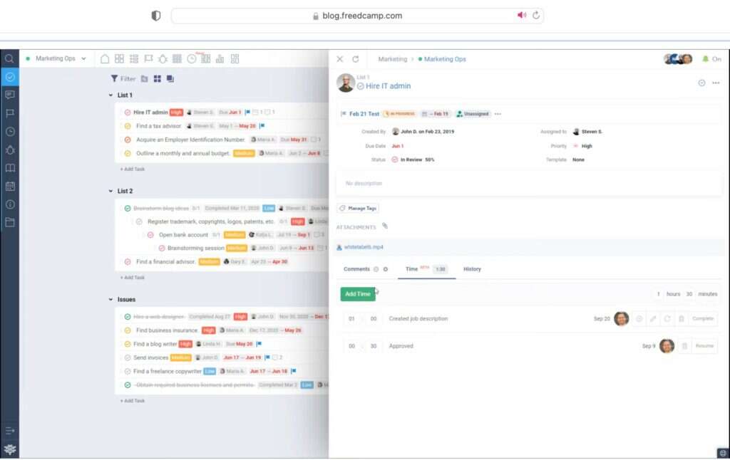 freedcamp time recorder