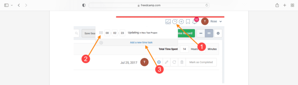 timer header - freedcamp