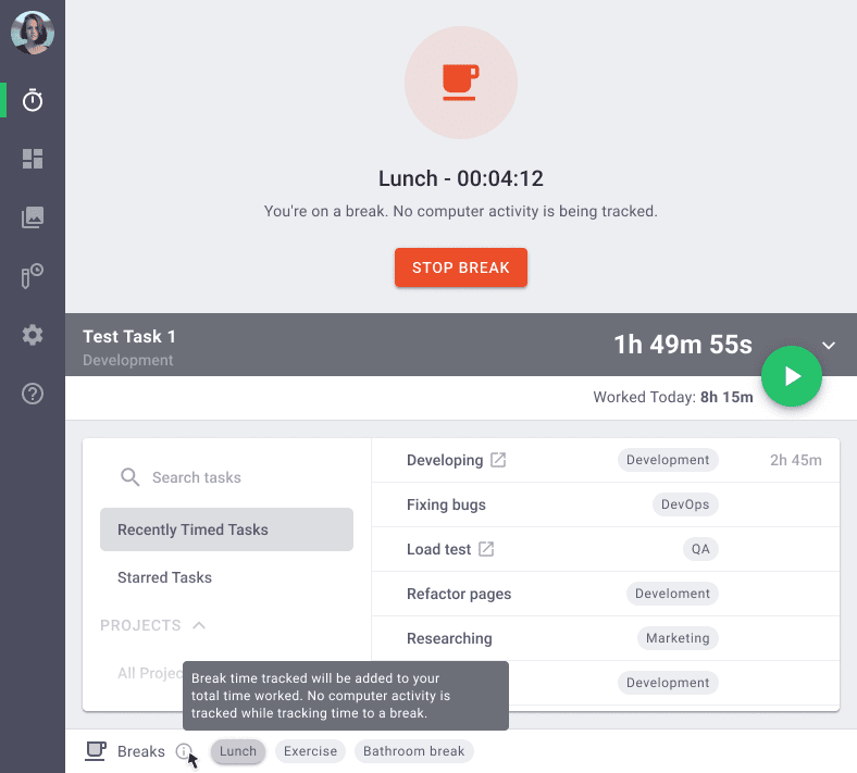 Task Row - Break - empty state