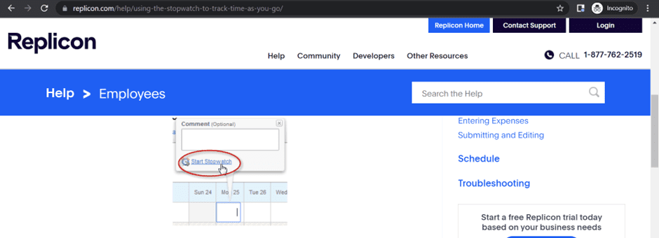 Replicon time tracking