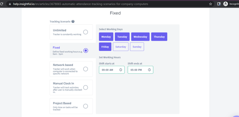 Insightful fixed time tracking