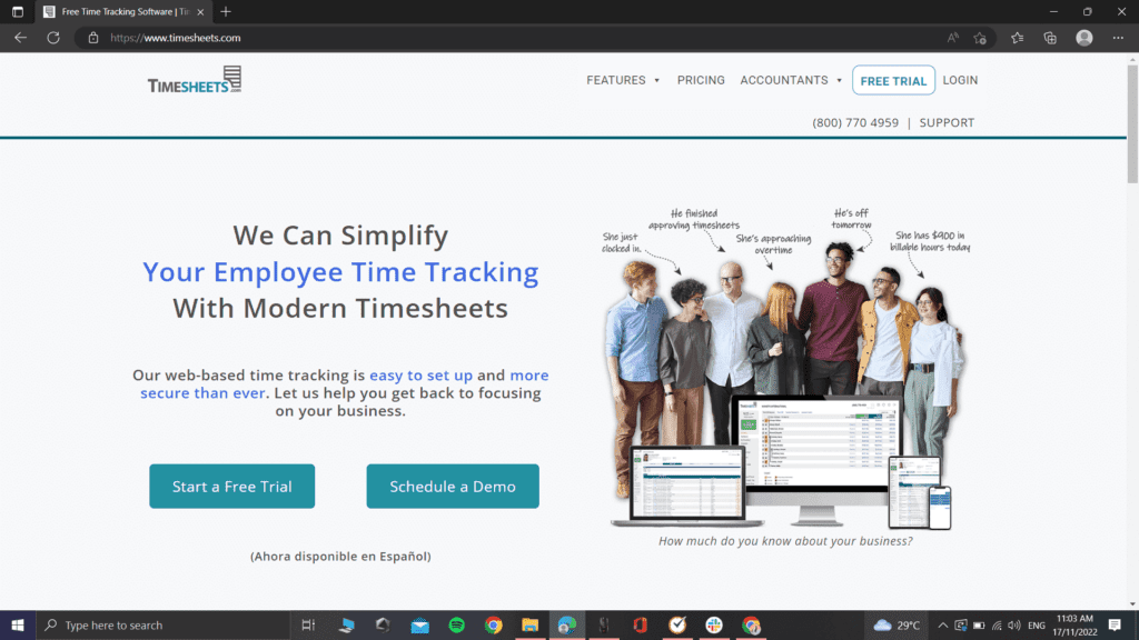 Timesheets.com homepage