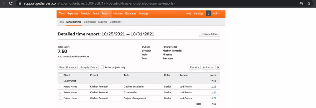 Harvest advance report
