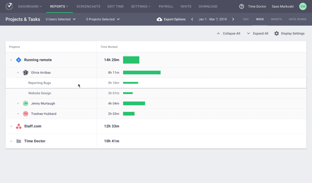 Projects & Tasks (Project - Person - Task).