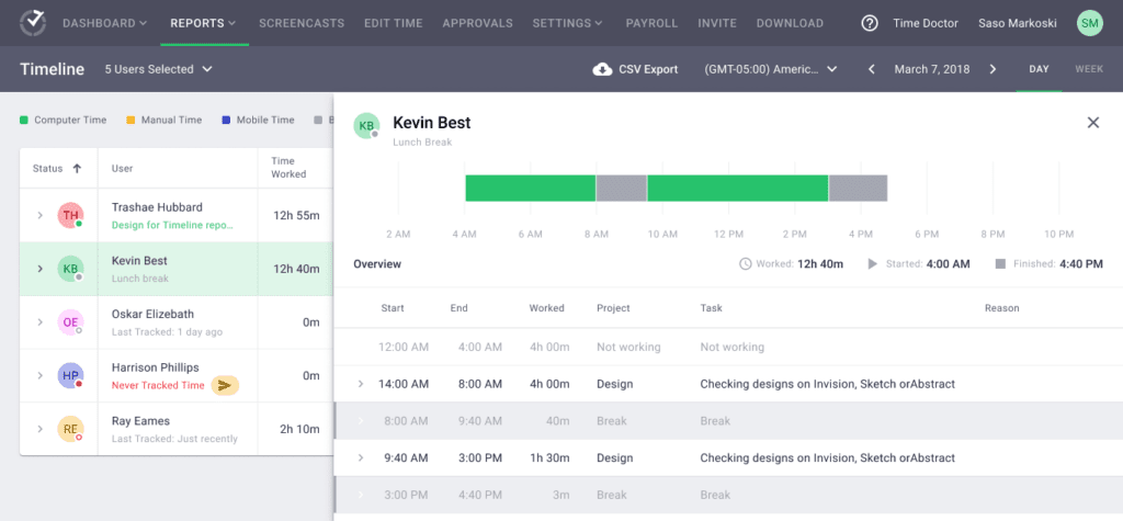 Timeline Report - Merged in side panel - Breaks