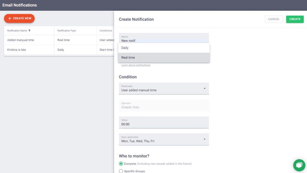 real-time email notifications