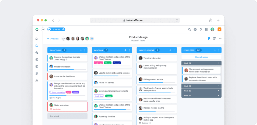Hubstaff project and task management