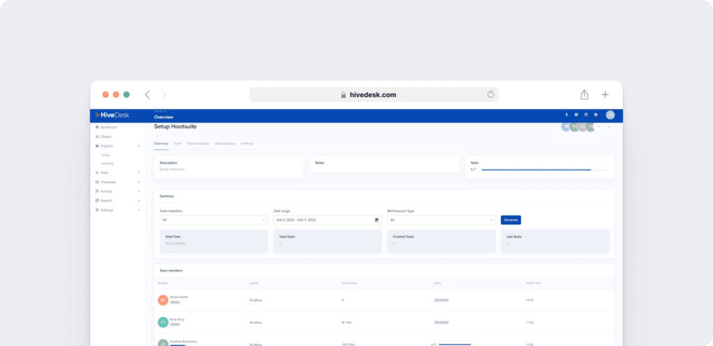 HiveDesk project tracking