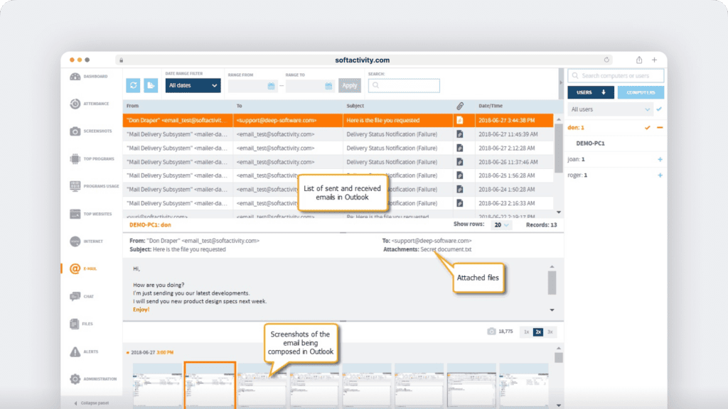 SoftActivity website and app monitoring
