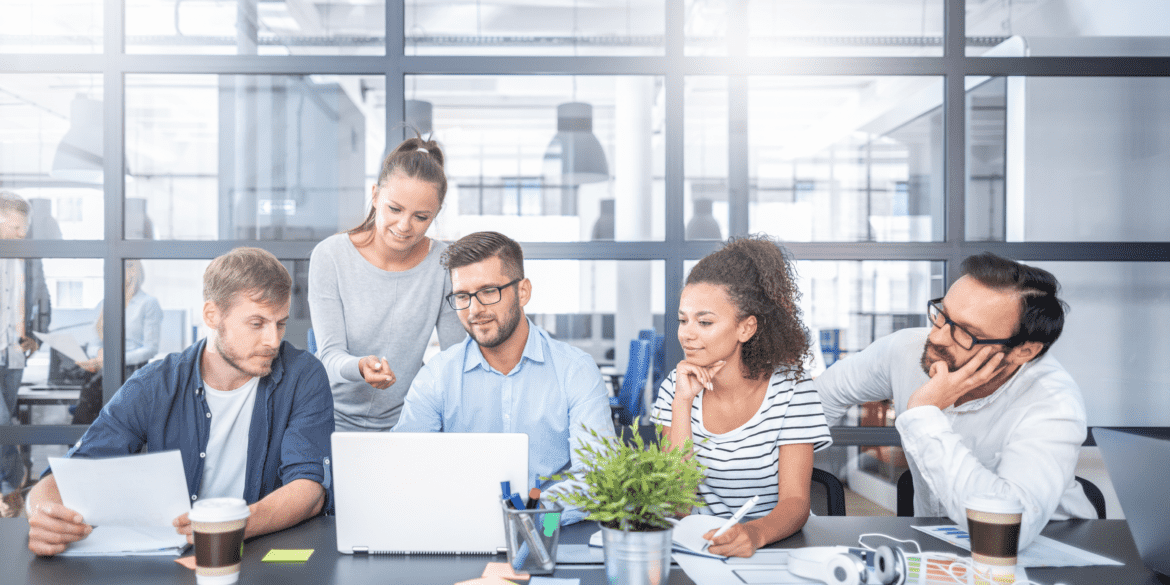 Team discussing process audit